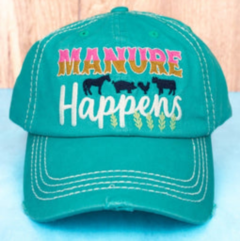NWT Turquoise Horse Themed Cap with Fun Embroidery